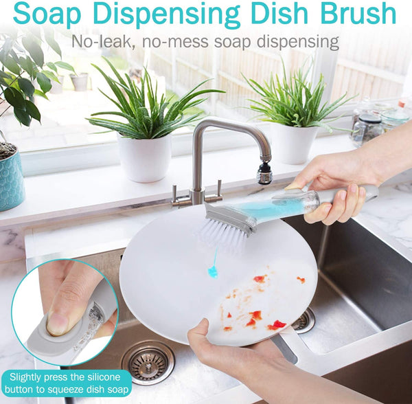 Automatic liquid adding pot washing brush, kitchen cleaning brush, household sponge